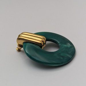 Dark Green Circle Elegant Chunky Earrings